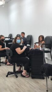 ladies working in a salon